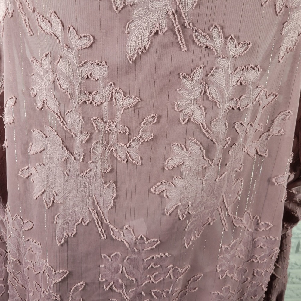 Liz Claiborne 1X Lavender Blouse Top Plus Size Boat Neck Metallic Long Sleeve - Picture 7 of 10